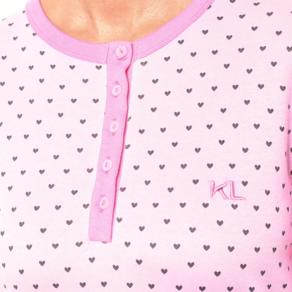 Kisses&Love KLP1 dames winterpyjama met lange mouwen roze, foto 2