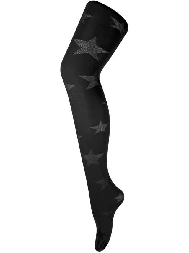 Sock Snob Dames80 denier ondoorzichtig patroon panty's - Ster Zwart