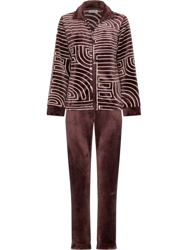Pastunette Premium - Huispak - Lunar Lines - Fleece - Paars - Rits