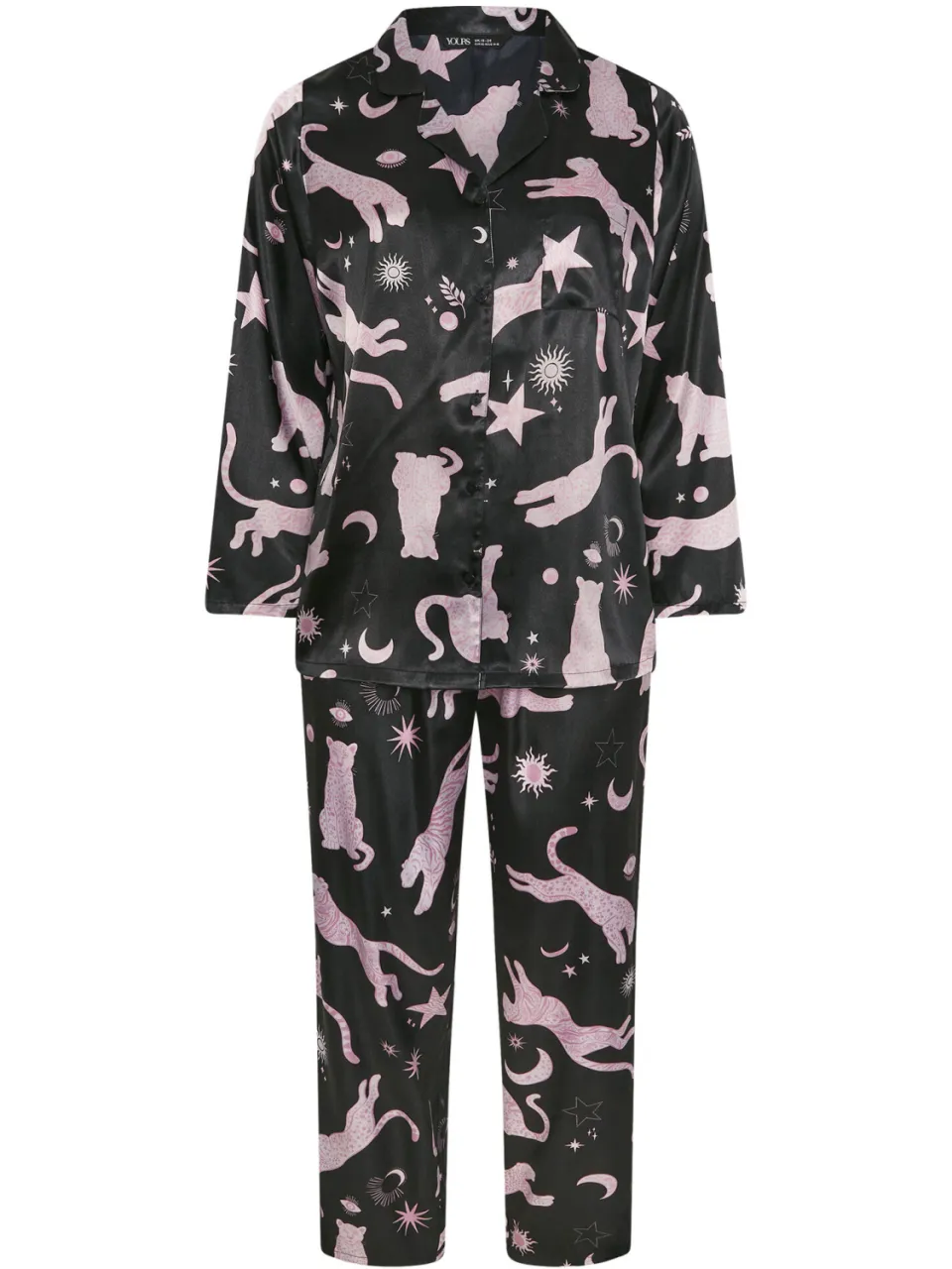 Yours Marineblauwe Luipaard Satijnen Pyjamaset-52, foto 4
