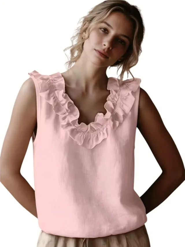 Currero Topje Dames - Top Kleding - Shirt - Blouse - Kort - Volwassen - Roze