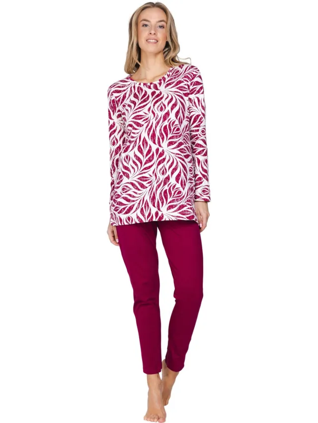 Pastunette Rosewood Comfort pyjamaset donkerrood Donkerrood/wit