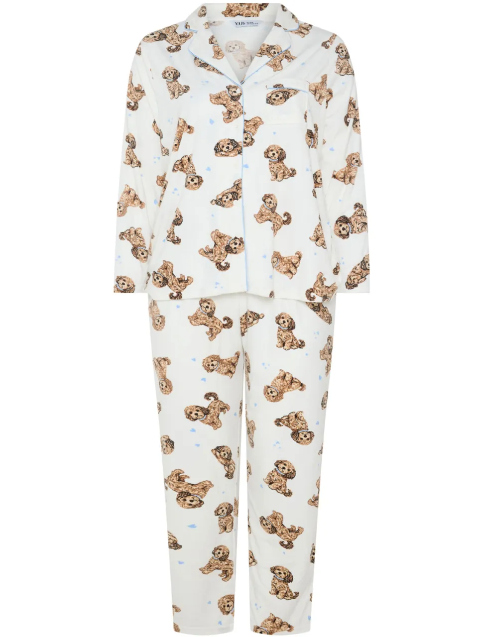 Yours Ivoorwitte Cockapoo Lichtgewicht Fleece Pyjamaset-42, foto 3