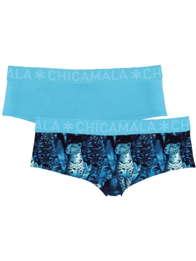 2-pack slips blauw met print