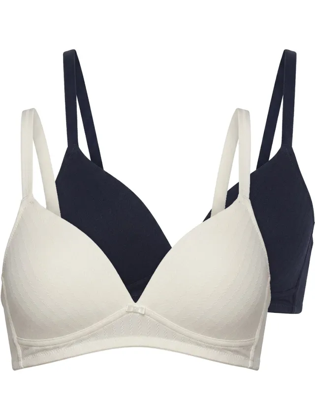 Sassa Voordeelpak van 2 bh-vullingen Bamboo Jacquard ivory-navy