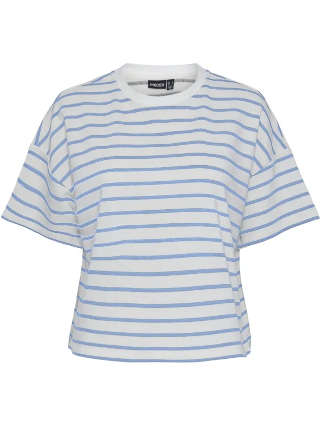 Pieces PCCHILI Sweatshirt - Lounge shirt dames - Oversized dames pyjama shirt katoen - XS - Blauw