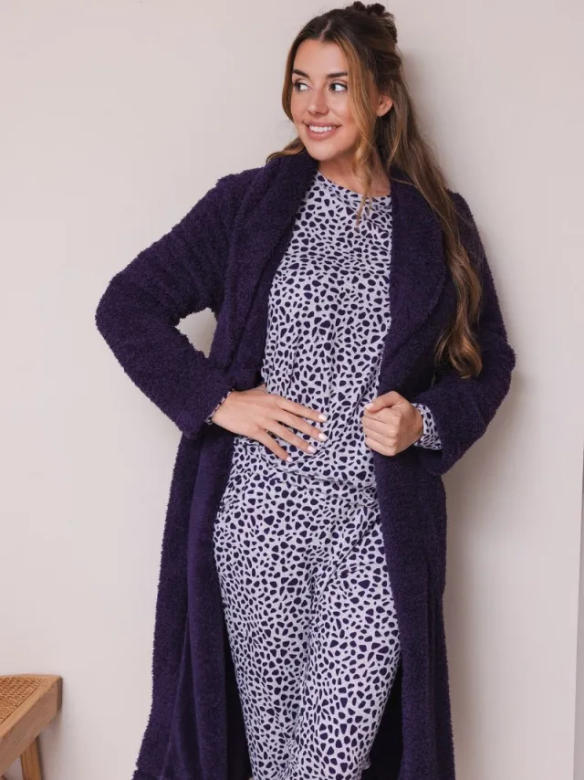 Pastunette Badjas - Purple Pebbles - Fleece - Paars