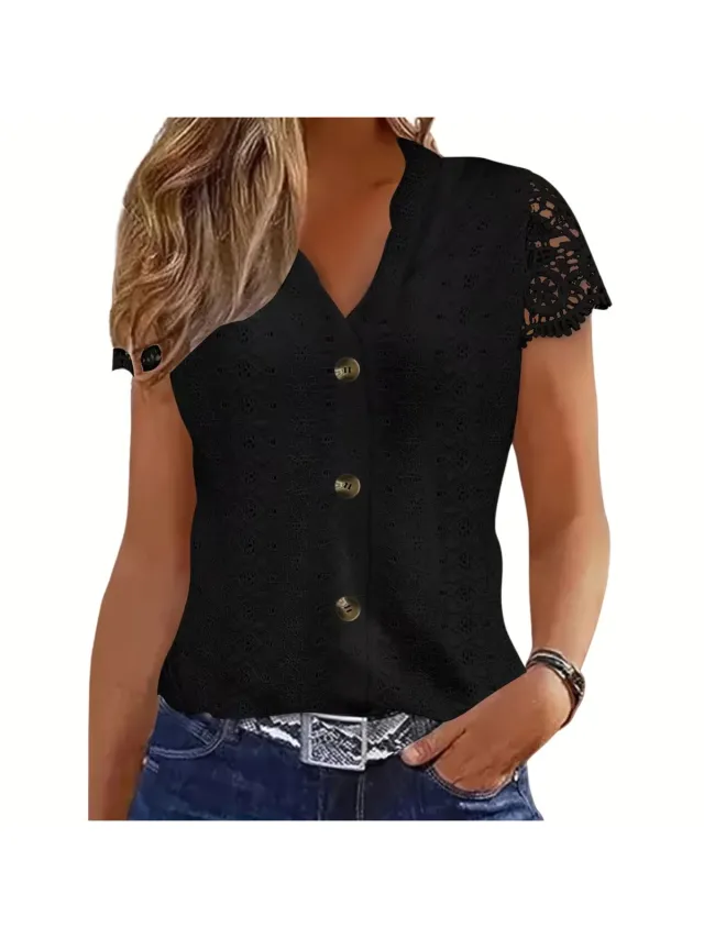 Currero Topje Dames - Top Kleding - Shirt - Blouse - Kort - Volwassen - Zwart