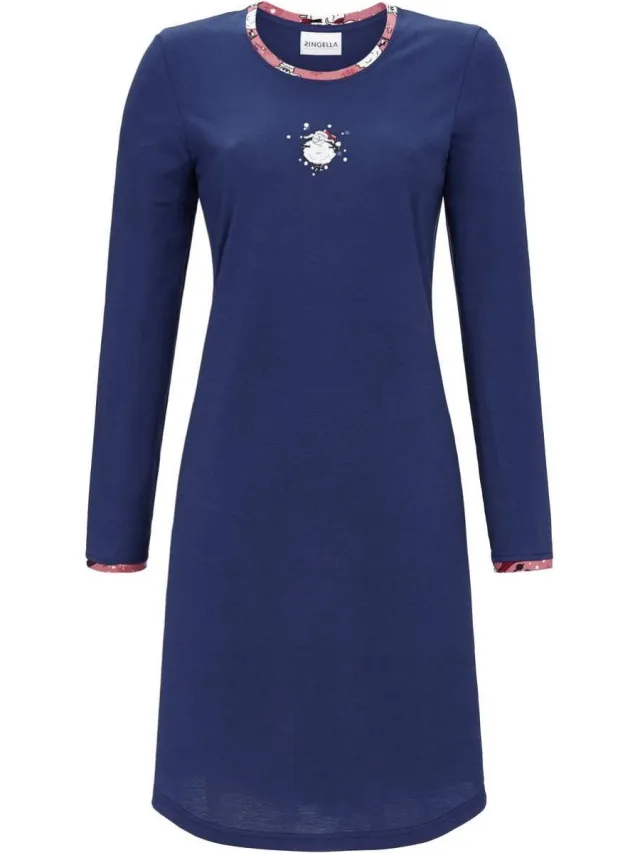 Ringella Katoenen nachthemd blauw schaapje - Blauw - Maat - 44