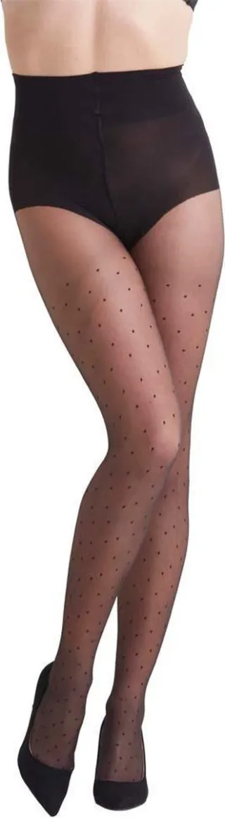 NOMI Bodywear Corrigerende panty met fancy Dot patroon Black
