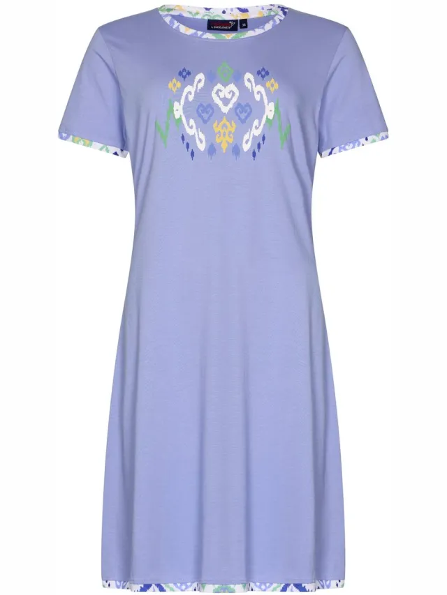 Rebelle Dames Nachthemd Rebelle - Ikat - Bio Katoen - Lila paars