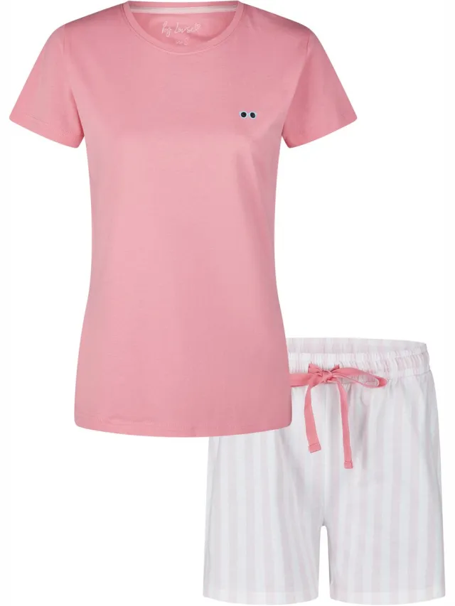 By Louise Dames Korte Pyjama Set Shortama Donker Roze Sunglasses