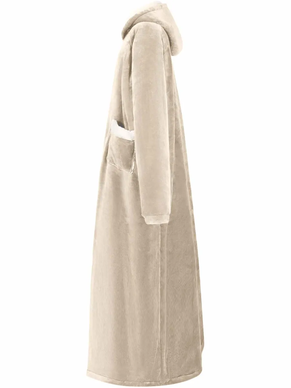 vidaXL Deken hoodie Beige L Fleece en Flanel, foto 3