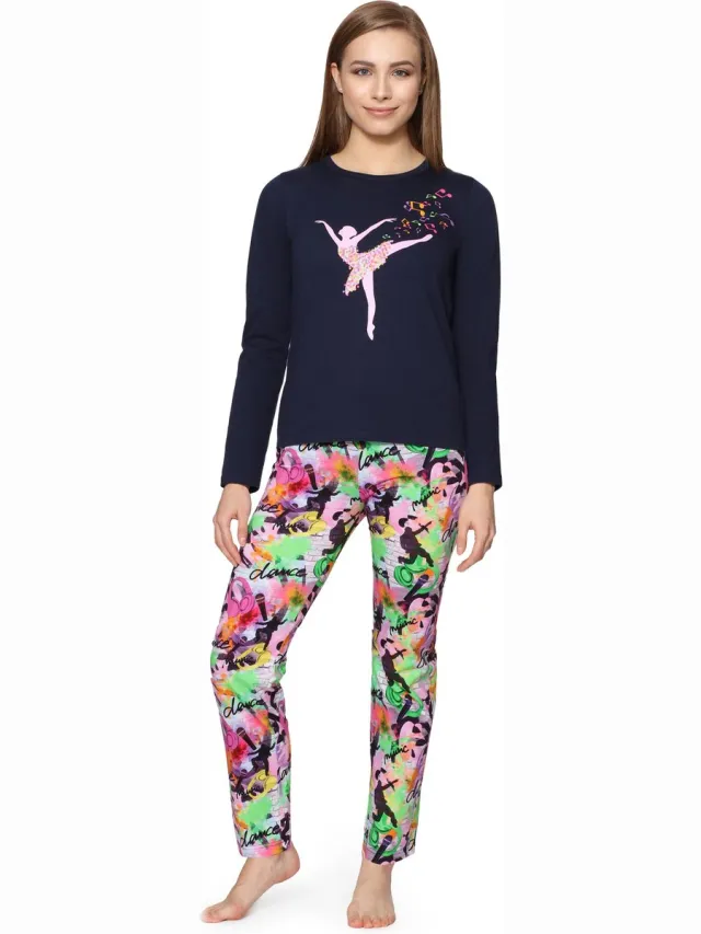 Merry Style Meiden Pyjama - Lange mouwen - Lange broek - Katoen - MS-MS10-419-PJ - Navy Dance - 164