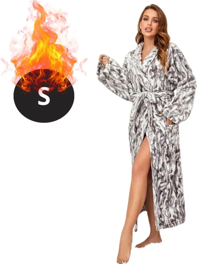 Bovista Badjas Dames - Fleece - Katoen - Badstof - Sauna - Hamam - Wafel - Bathrobe - Duster - Ochtendjas - Spa - Kimono - Wit Zwart