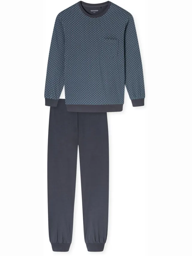 Schiesser Pyjama lang - Heren - Pyjamas grafiet