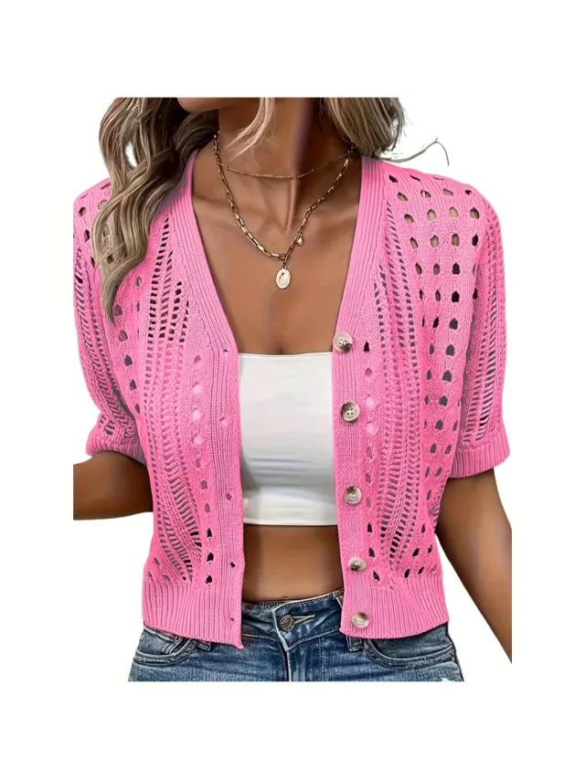 Currero Topje Dames - Top Kleding - Shirt - Blouse - Kort - Volwassen - Helder roze kleur