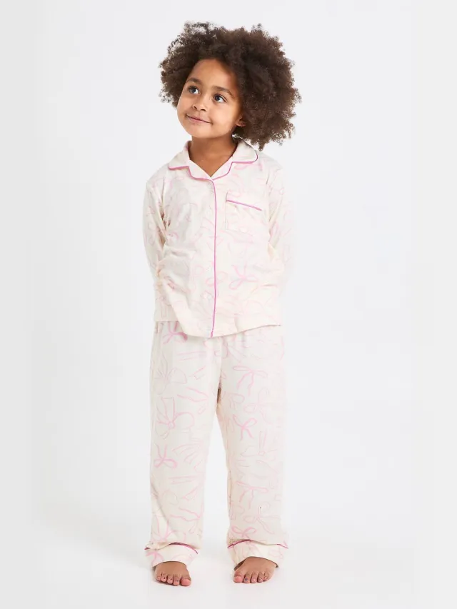 boohoo Dames Kinder Mini Me Strik Broek Pyjama Set Lichtroze