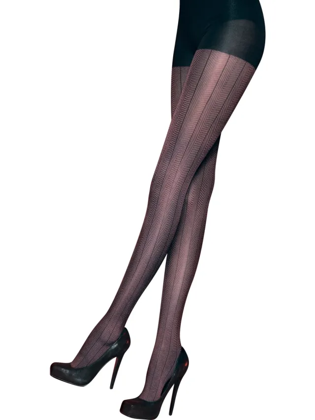 Pretty Polly Panty - Fashion - Chevron - One Size - 36/42 - Grey/Mix