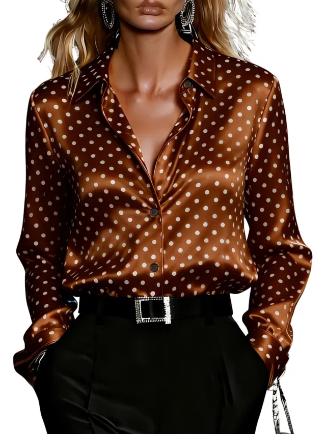 Currero Topje Dames Polkadots - Mouwloze Top - Singlet - Kleding - Shirt - Blouse - Kort - Volwassen - Koffie