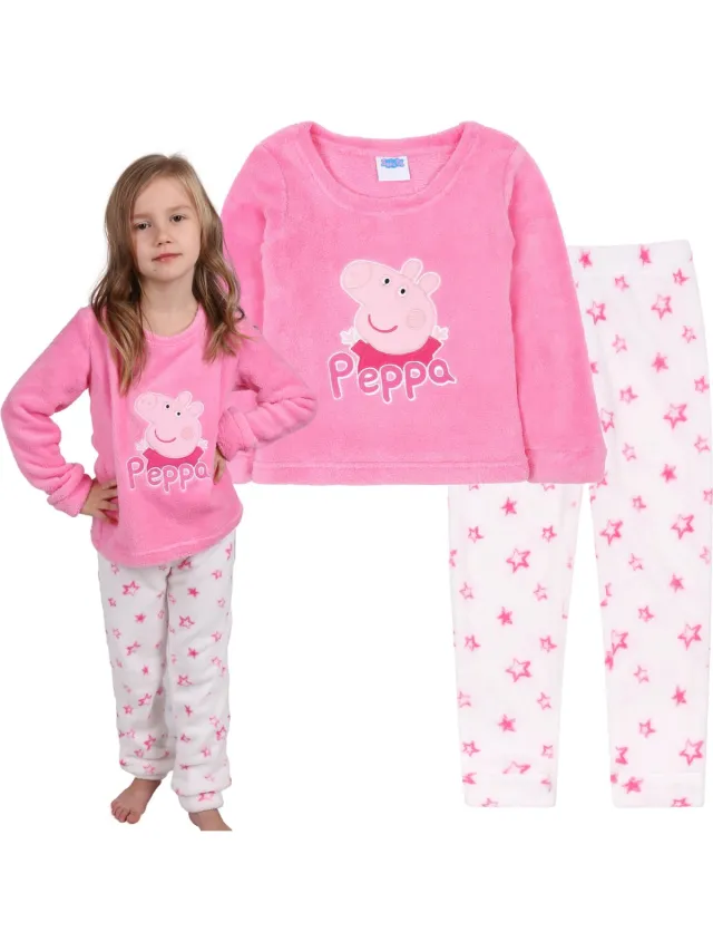 Peppa Pig fleece meisjespyjama, roze en wit OEKO-TEX / 116-128