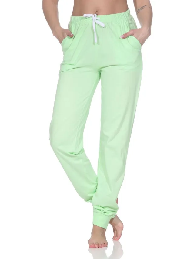Normann Dames pyjamabroek lang mix & match in effen kleur - perfect te combineren grün