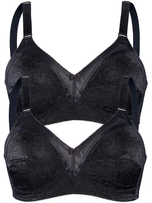 Sassa Verpakking van 2 Zachte BH GLANZEND JACQUARD Zwart Zwart