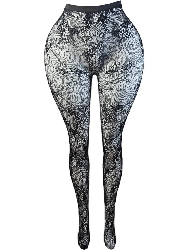 BamBella ® - Panty -Onesize - gaas maillot dunne pantys Dames - Onesize - lingerie van kant zwart