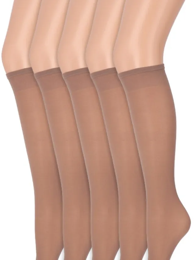 Marianne Kniekousen met soepele boord | Perfecte pasvorm | 40 denier | Merk: Marianne | Maat: One Size | Kleur: Perle | 5 Paar Beige