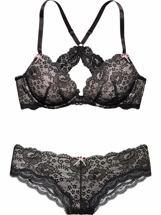 push-upbeha en slip set zwart, foto 2