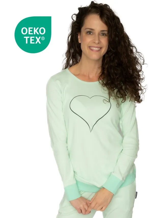 Happy Pyjamas Happy Pyjama's | Groene Harten dames pyjama set | Maat L (S-XXL) | Dames pyjama volwassenen | Premium katoen