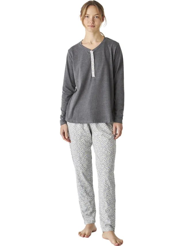 J&J Brothers JJBEP1801 pyjamaset bordeaux Grijs