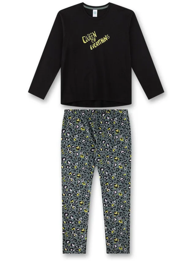 Sanetta Pyjama Pyjama Teenager lang Queen of Everything Leo-Print 152 Set van 1 Zwart/Groen