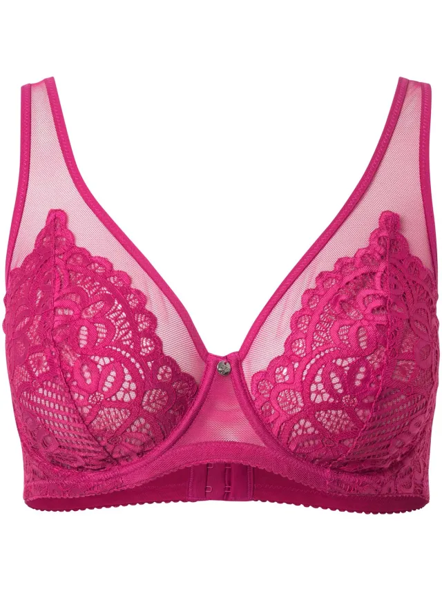 TruYou Dames - Beugel BH kant mesh bandjes - Fuchsia