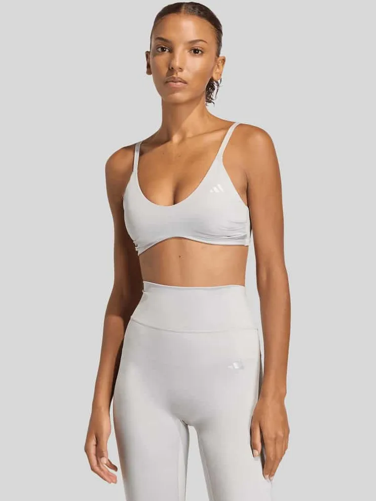 Adidas Sport-bh met logodetail model 'OPT ESS LBRA' Zilver