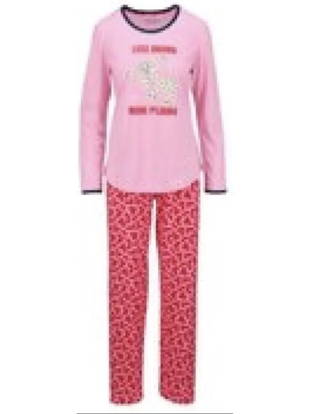 Ringella Katoenen dames pyjama anjer Ringella - Roze - Maat -38 roos