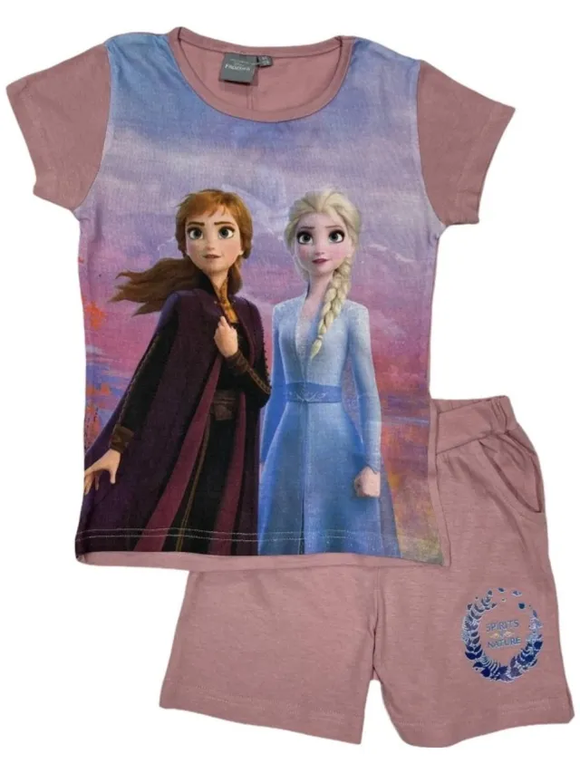 Disney Frozen - Shortama - Zalmroze - Anna en Elsa - Kinderpyjama