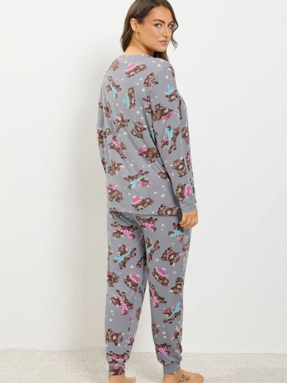 Yours Grijze Zacht Aanvoelende Pyjamaset Met Schotse Hooglander-56 grijs, foto 4