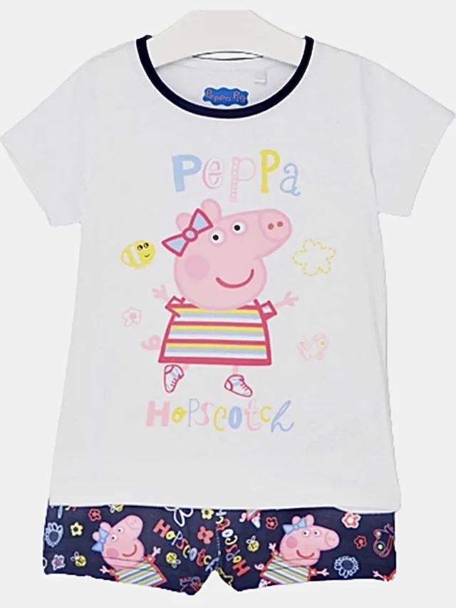 Peppa Pig Set / Shortama - Navy/Wit