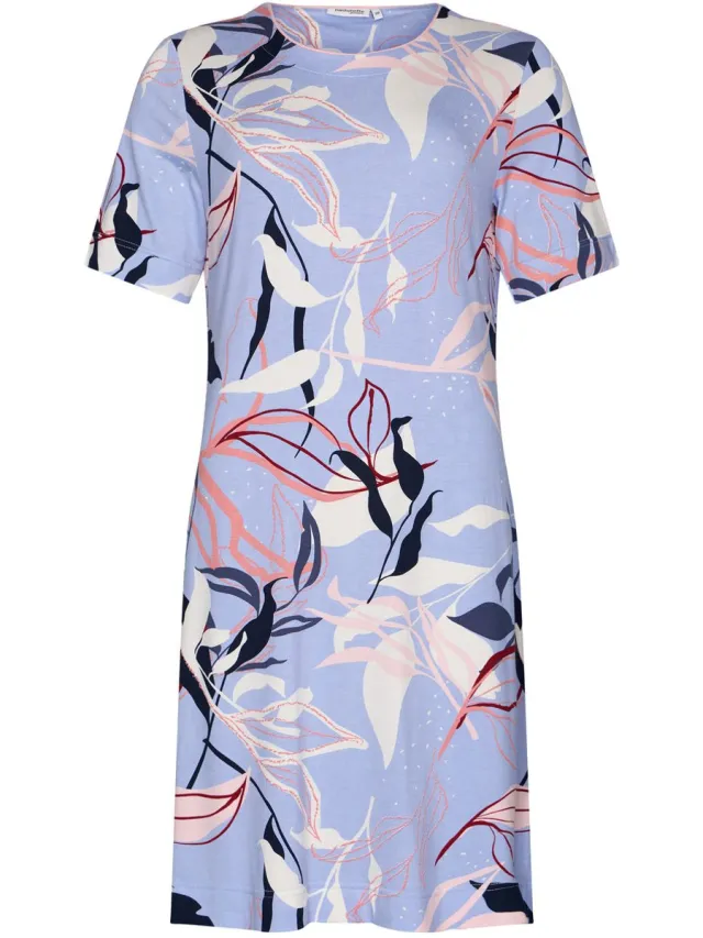 Pastunette Dames Nachthemd Pastunette Premium - Artistic Floral - Ecovero Viscose blauw