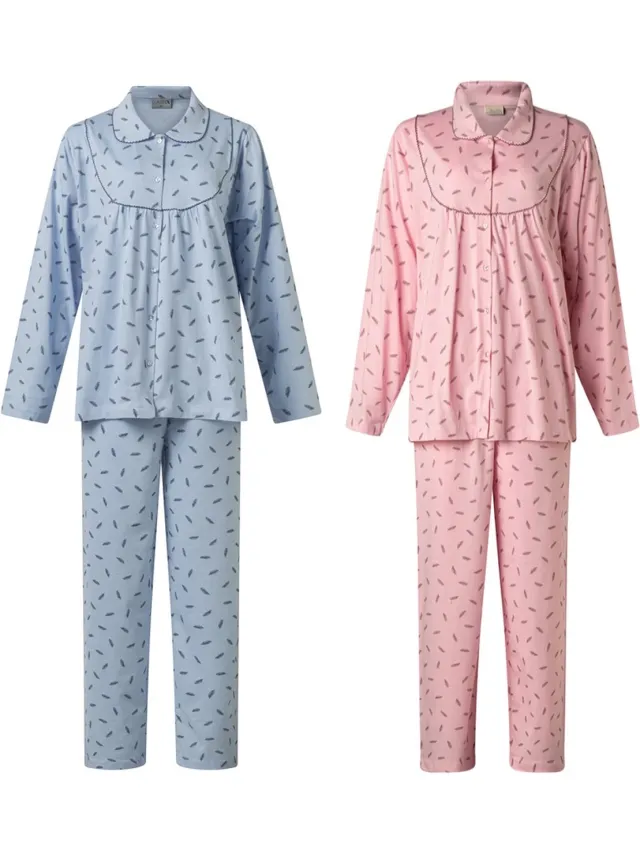 Lunatex 2 klassieke dames pyjama's - blauw en roze