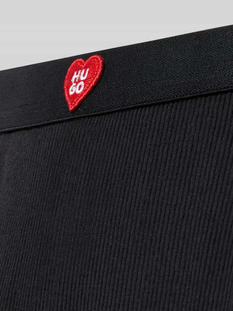 Regular Fit korte zijden pyjamabroek van modalmix model 'HUGO HEART' zwart, foto 3
