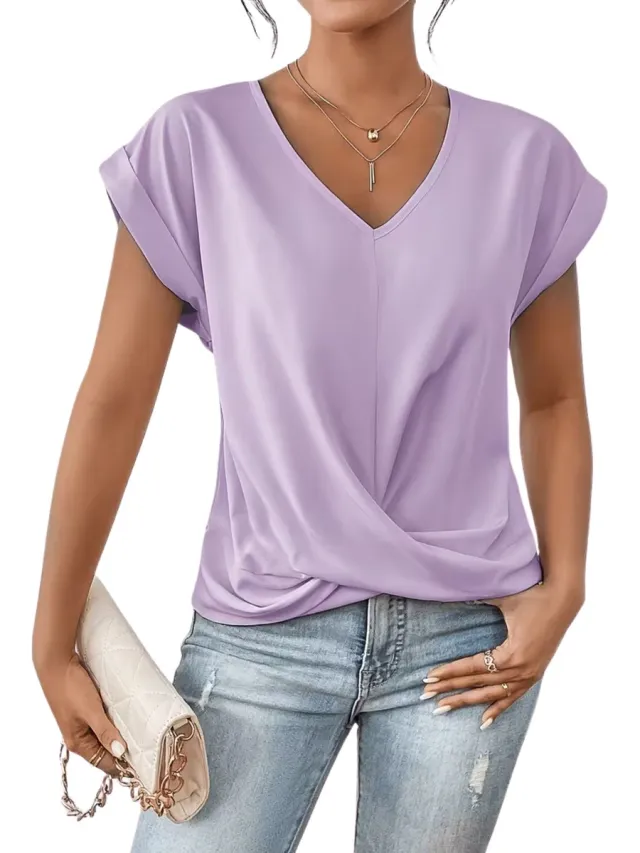 Currero Topje Dames - Top Kleding - Shirt - Blouse - Kort - Volwassen - Paars