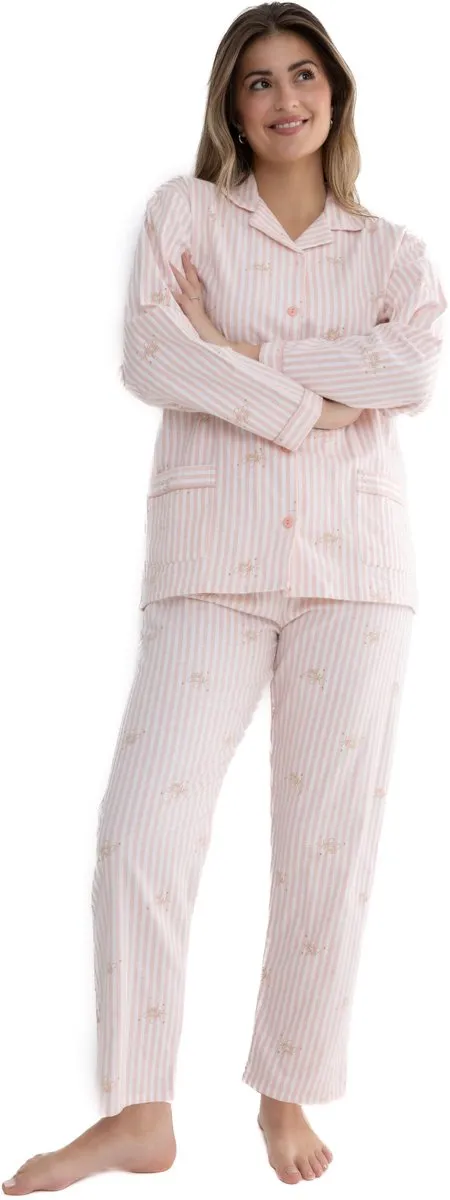Lunatex dames winter pyjama 641184 - warm flanel - roze