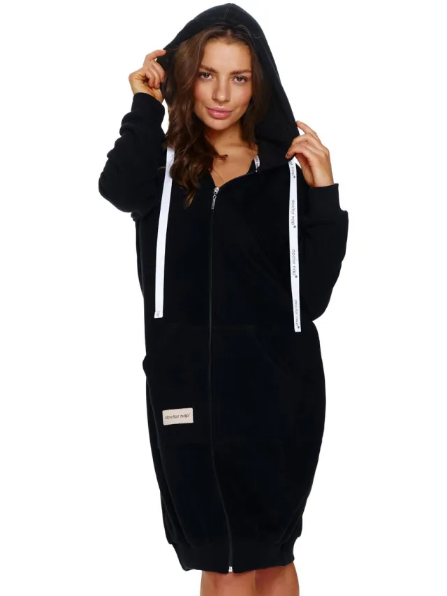 Doctor Nap Katoenen Badjas Dames Kamerjas Rits Zwart SMZ.4136 38 /