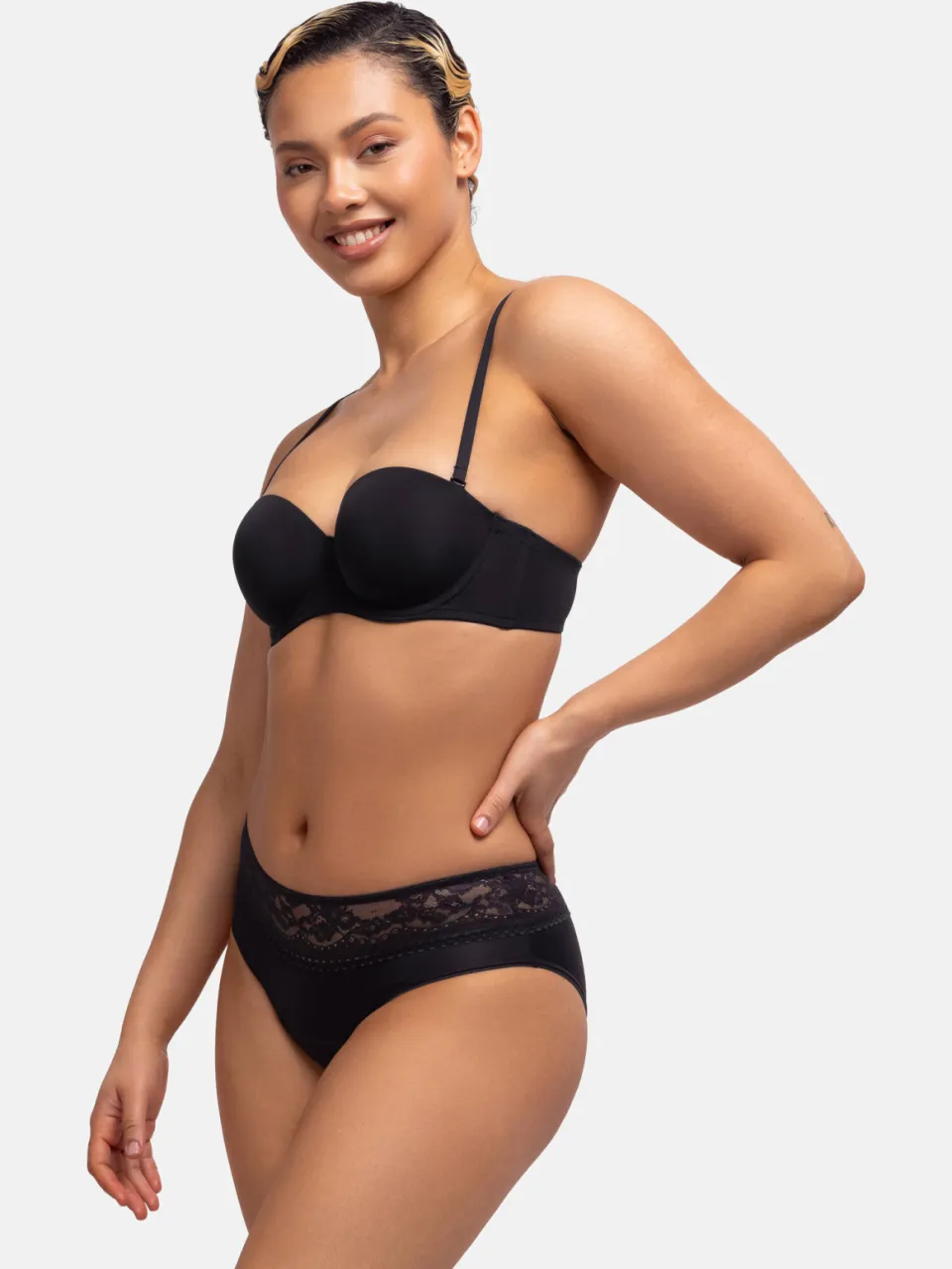 Dorina medium absorberende menstruatieslip Moon met kant (set van 2) zwart, foto 6