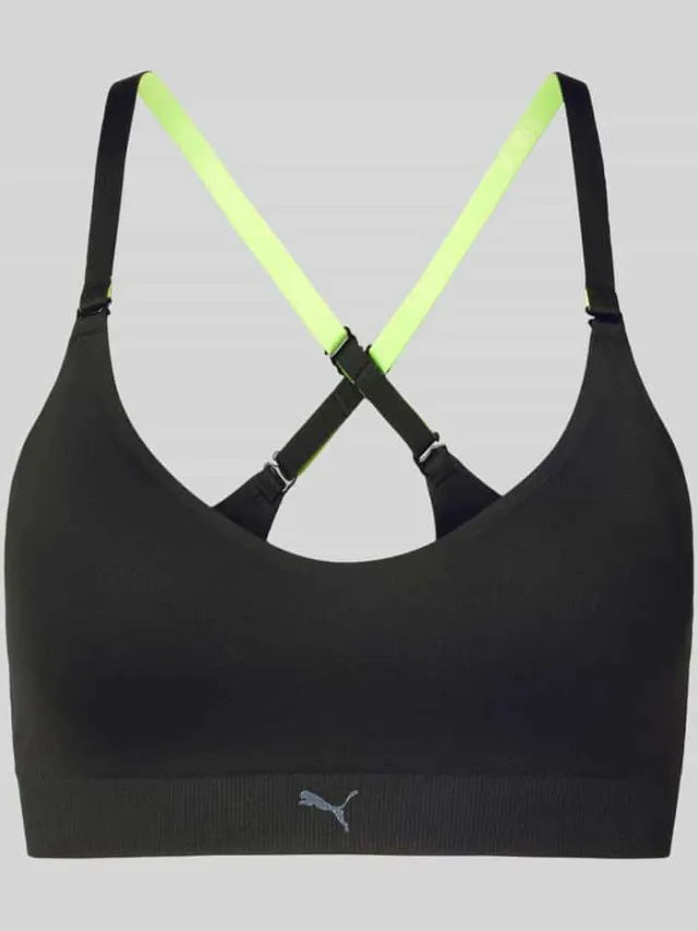 Puma Triangel-bh met logo en gekruiste bandjes Zwart