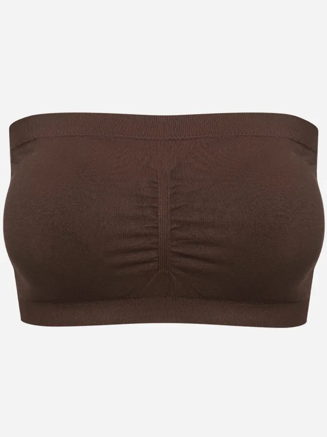 cfab Bandeau-bh - bruin - XS - BH Zonder Beugel Voorgevormd - Ondergoed - Naadlos