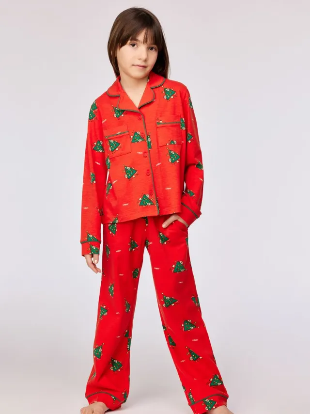 Woody pyjama dames - kerst - rood - 253-18-CPB-Z/995