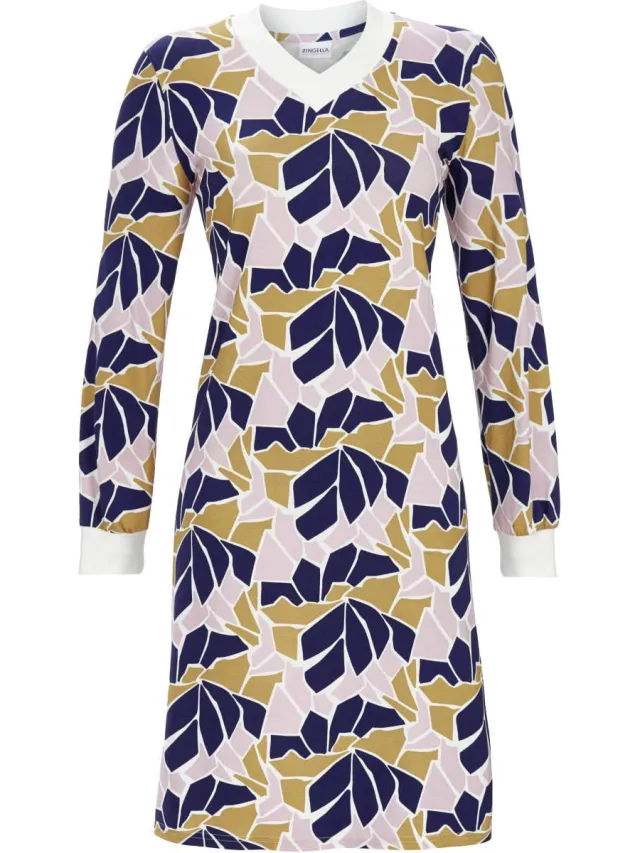 Ringella Katoenen nachthemd bonte vlakken - Blauw - Maat - 36